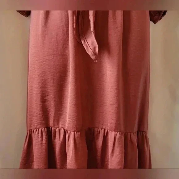 BaeVely high-low tie front dress, size medium, color Baked Rose - Picture 5 of 12